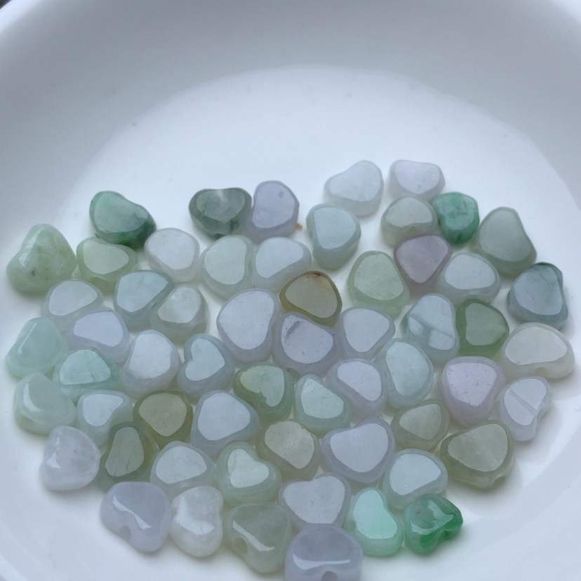 【闪购商品】翡翠手链未镶嵌手工通孔冰胶爱心59课（打包价）