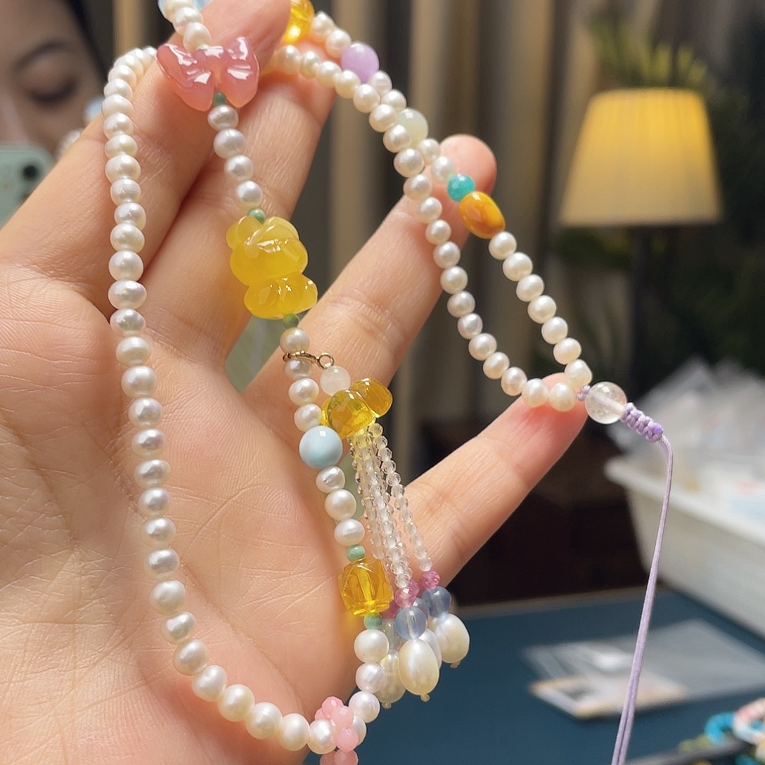 蜜蜡未镶嵌裸石项链