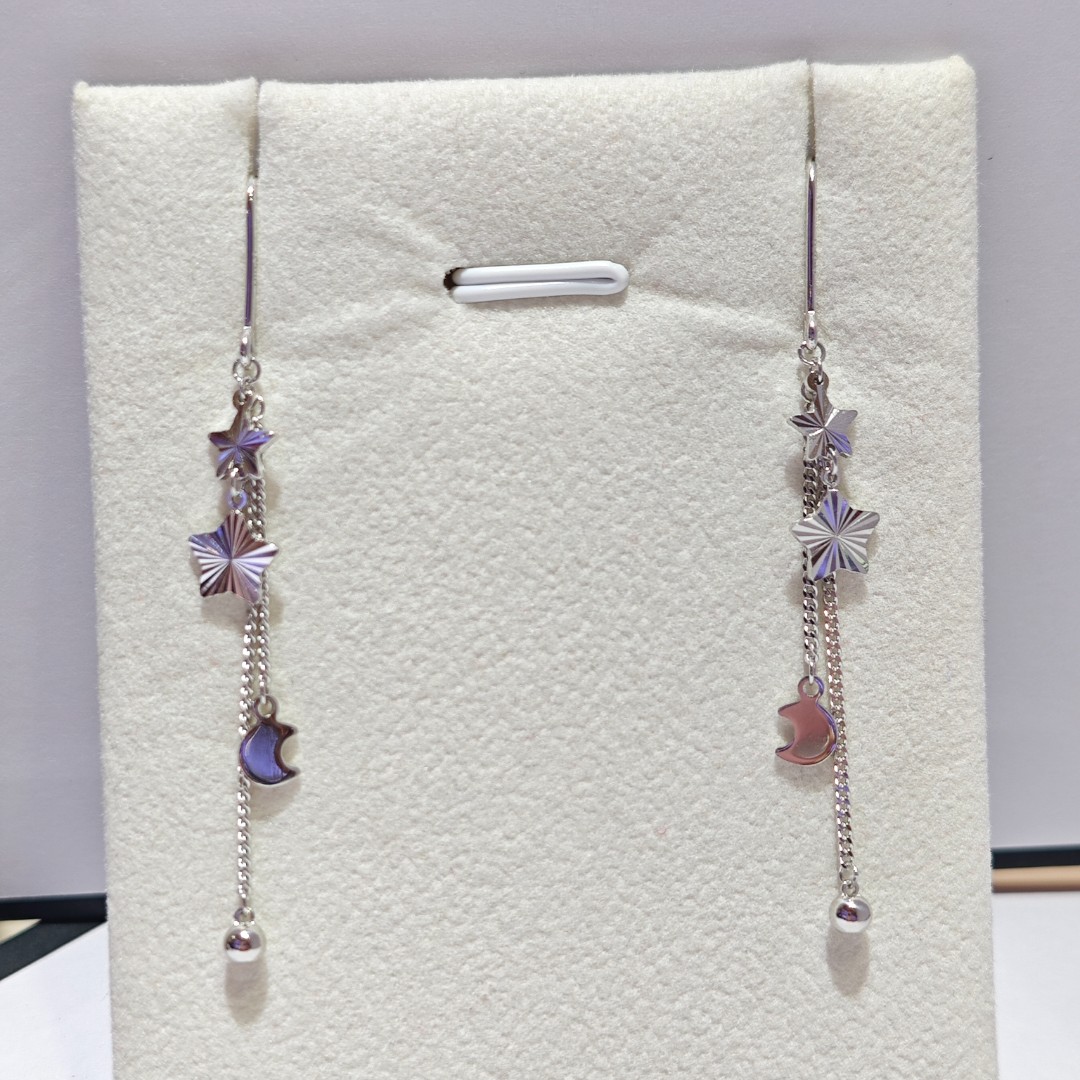 PT950 铂金耳饰 星月流苏耳钩 总长约6cm  N 22296