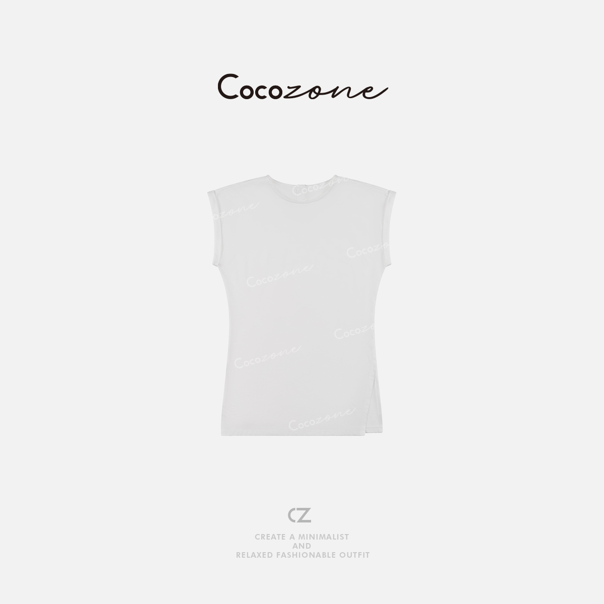 COCO ZONE 刘一一 新款半纽扣圆领休闲无袖T恤CD2A0440