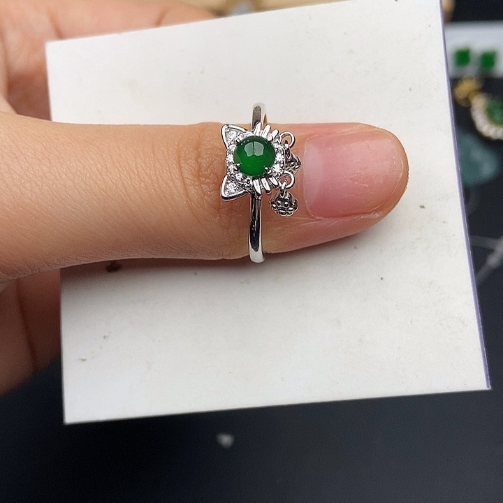 翡翠银S925镶嵌戒指