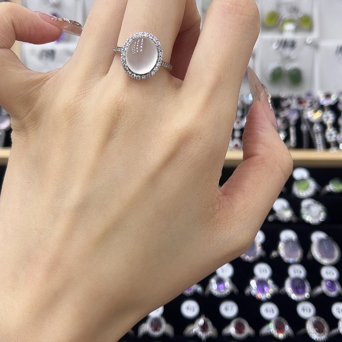 岫玉银S925镶嵌戒指