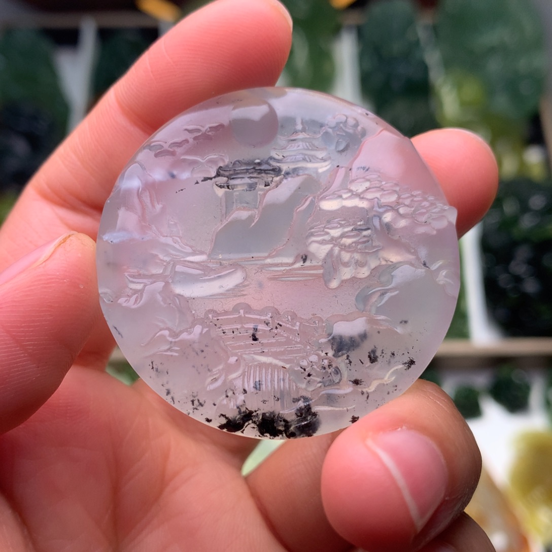 蛇纹石玉未镶嵌挂件山水