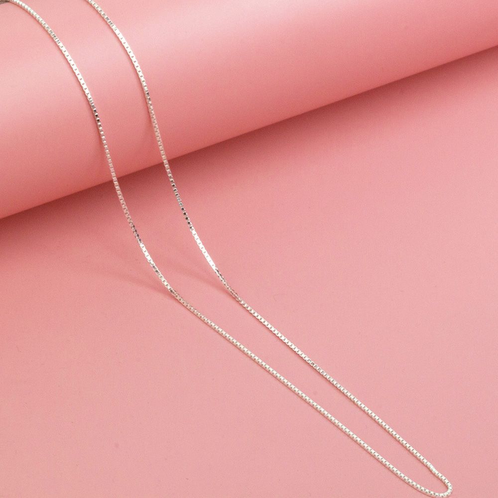 链子足银 990足银盒子链百搭简约M扣小众设计锁骨链素款素链项链