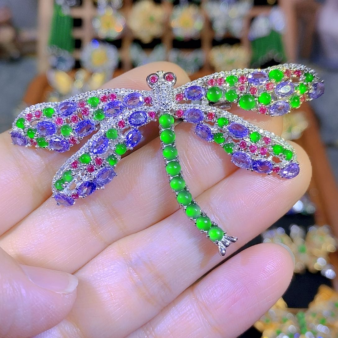 吊坠(不含链)银S925镶嵌翡翠