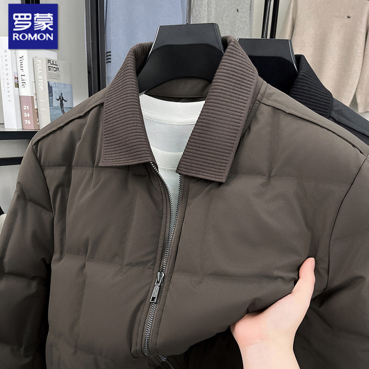 罗蒙男士羽绒服冬季新款高级感商务休闲翻领防寒服加厚保暖外套男