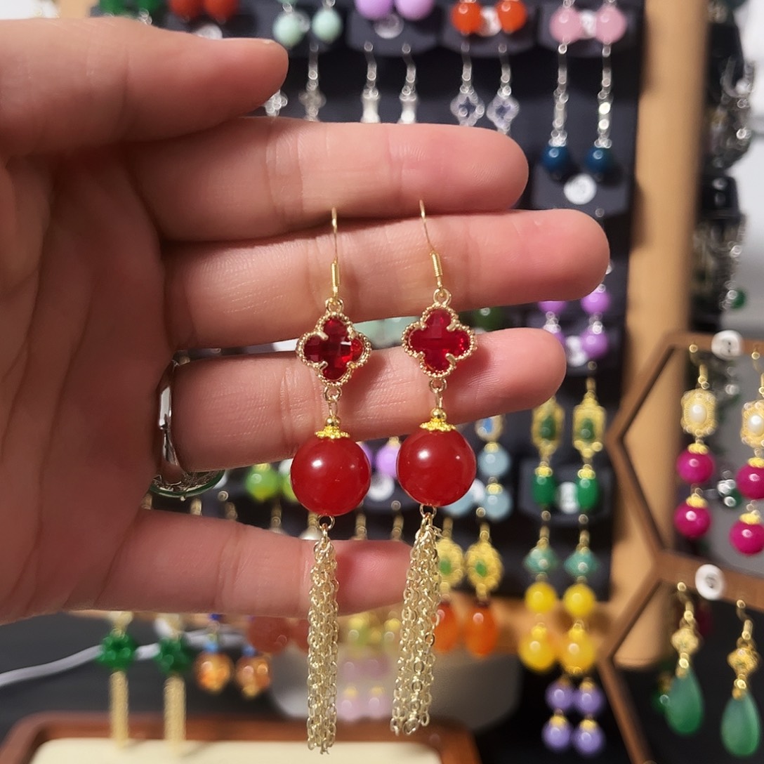 锆石纯铜925银耳饰