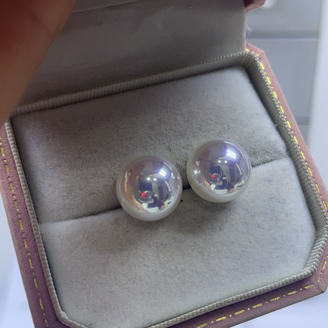 银S925镶嵌耳饰淡水珍珠