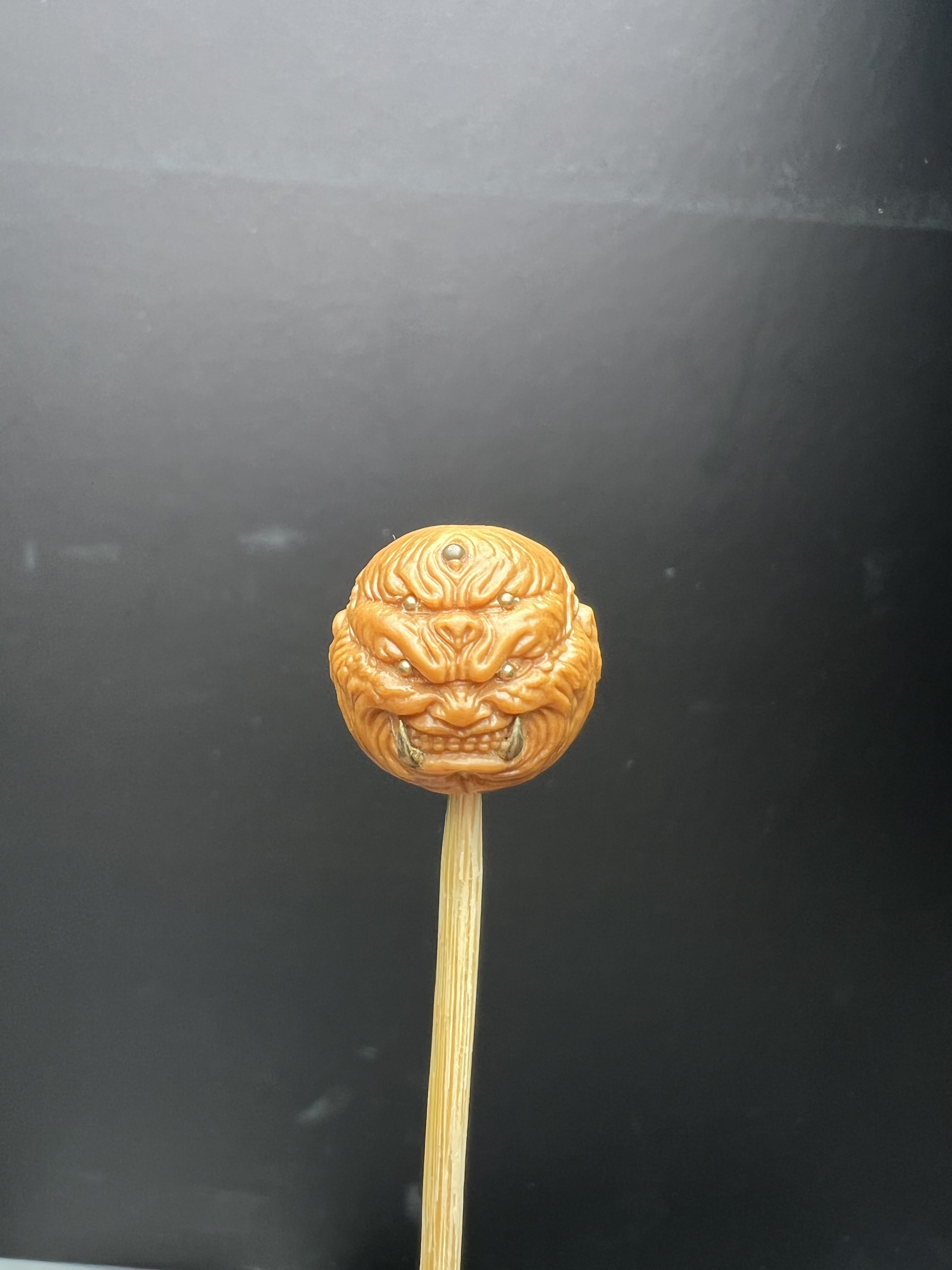 猴头核桃精雕恶僧镶嵌单颗雕刻籽