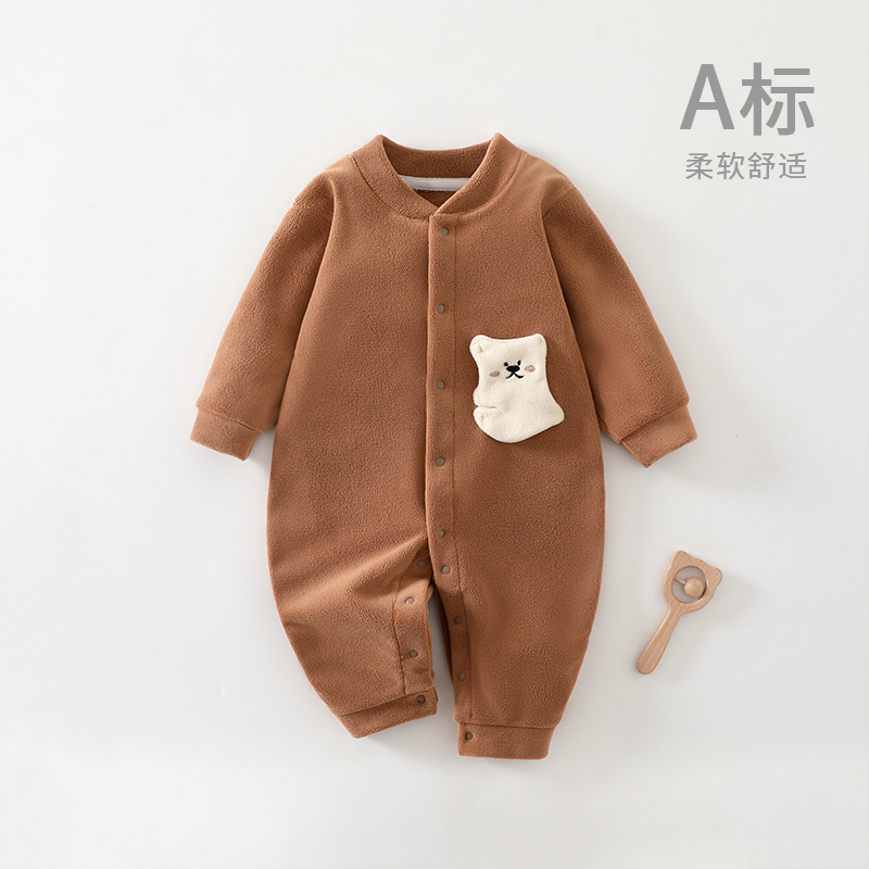 【可】宝宝连体衣春秋摇粒绒哈衣新生儿舒适保暖婴儿家居外出服