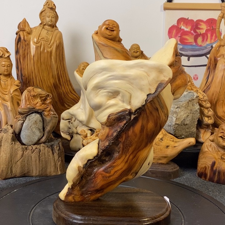 柏木（崖柏）太行崖柏弥勒佛摆件根雕工艺品