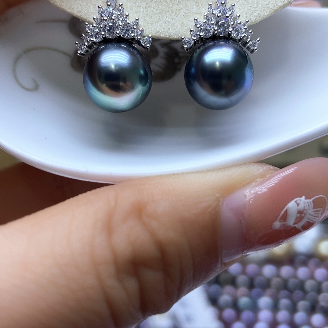 海水珍珠耳饰银S925镶嵌