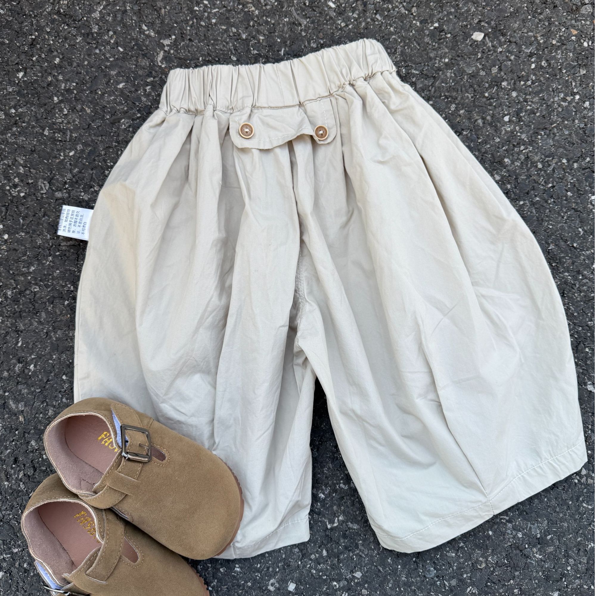 （小饭墩KIDS）男童裤子2025夏季新款日系韩版风格米白色FD25030