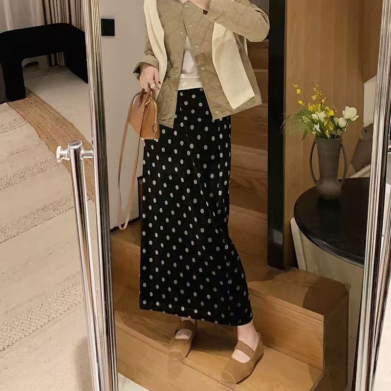 【夏央家】2025秋季新款高腰显瘦气质波点半身裙长裙 #7722