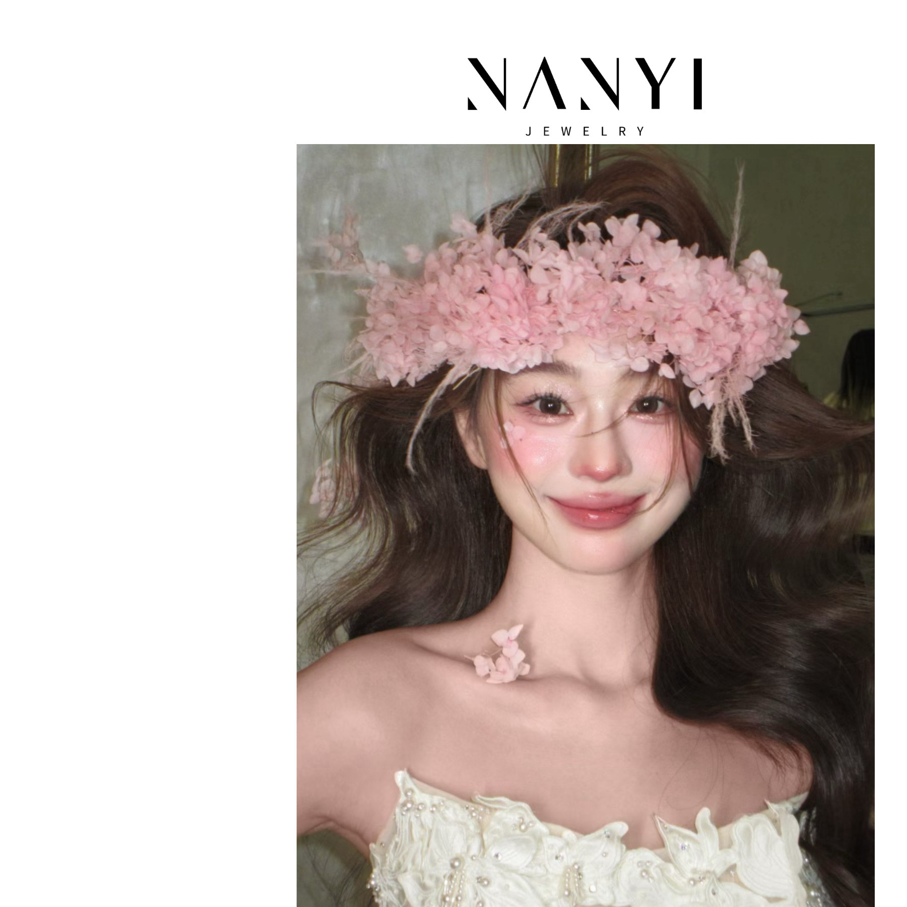 小南一｜粉嘟嘟 渐变安娜绣球 永生花头饰