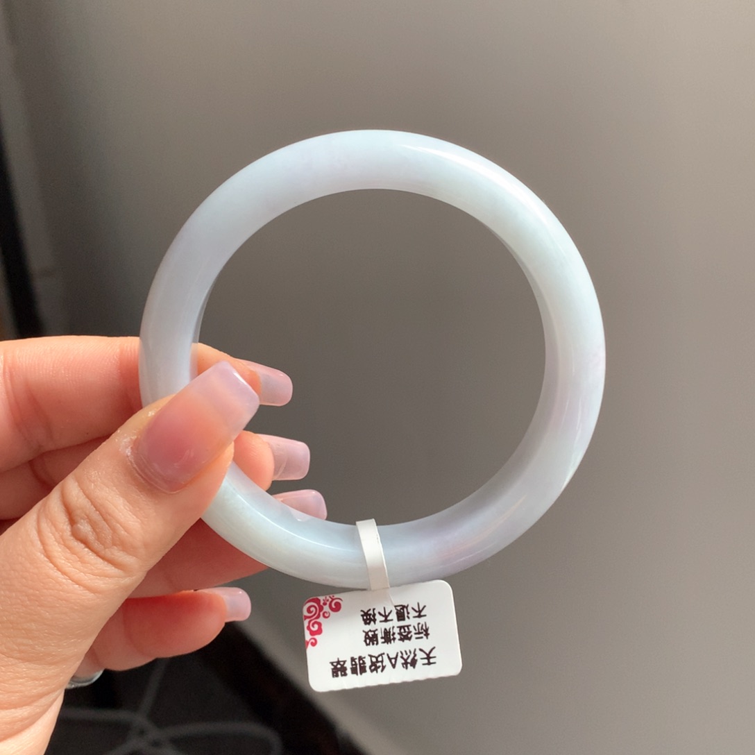 翡翠手镯未镶嵌11 58浅紫底正圈