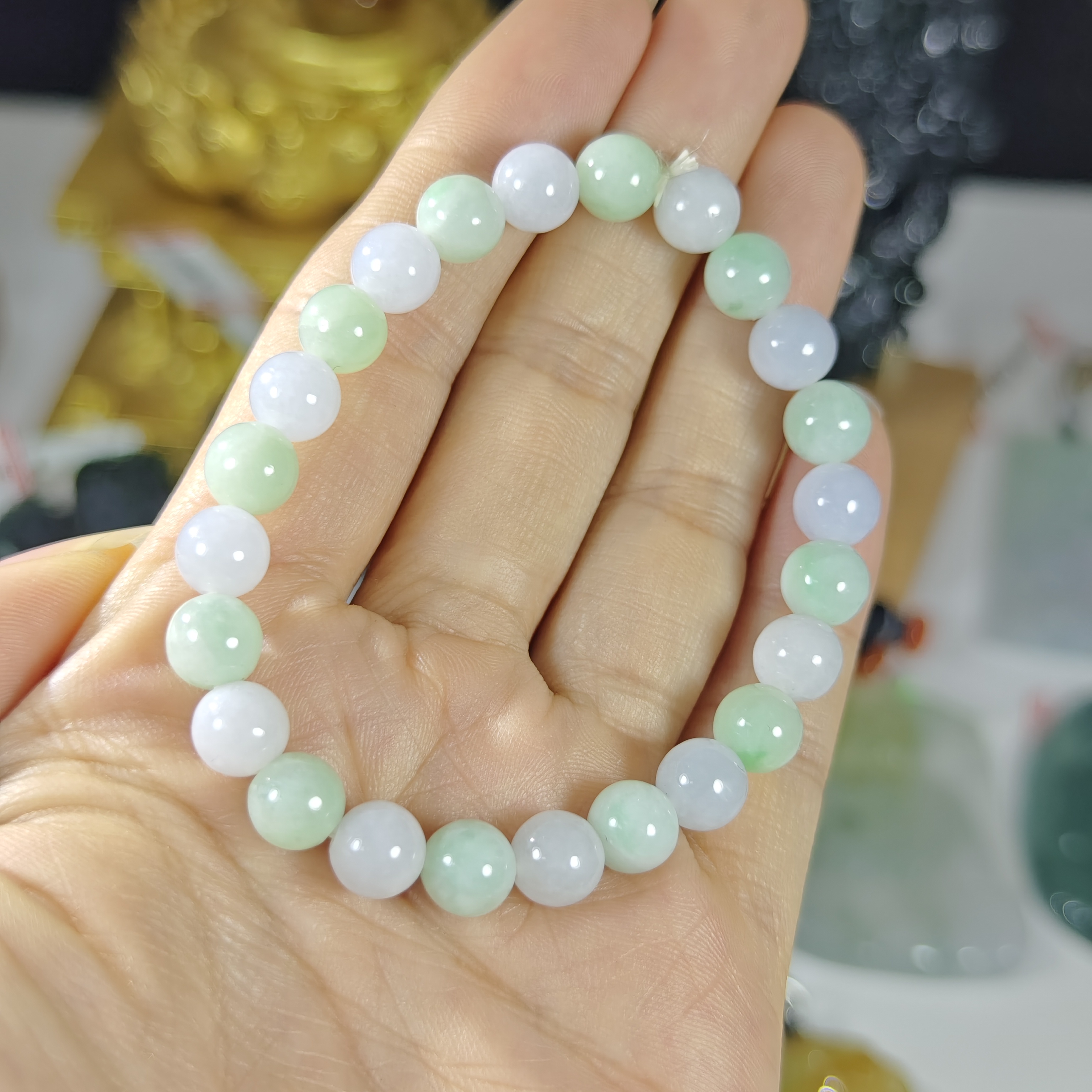 天然缅甸a货翡翠冰种手串