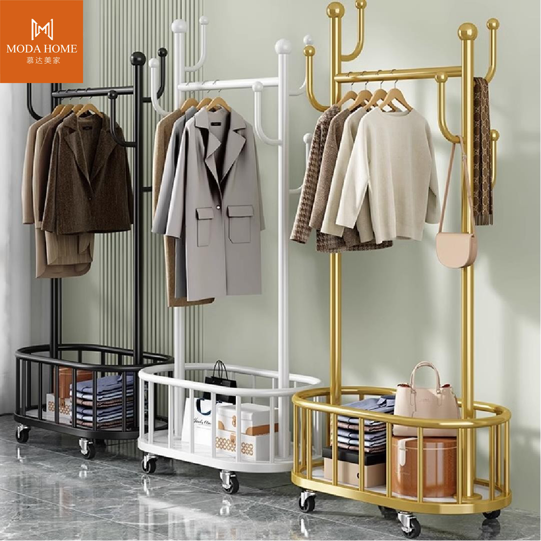 颐猫过冬神器卧室挂衣服架子轻奢落地多功能衣帽架可移动衣架