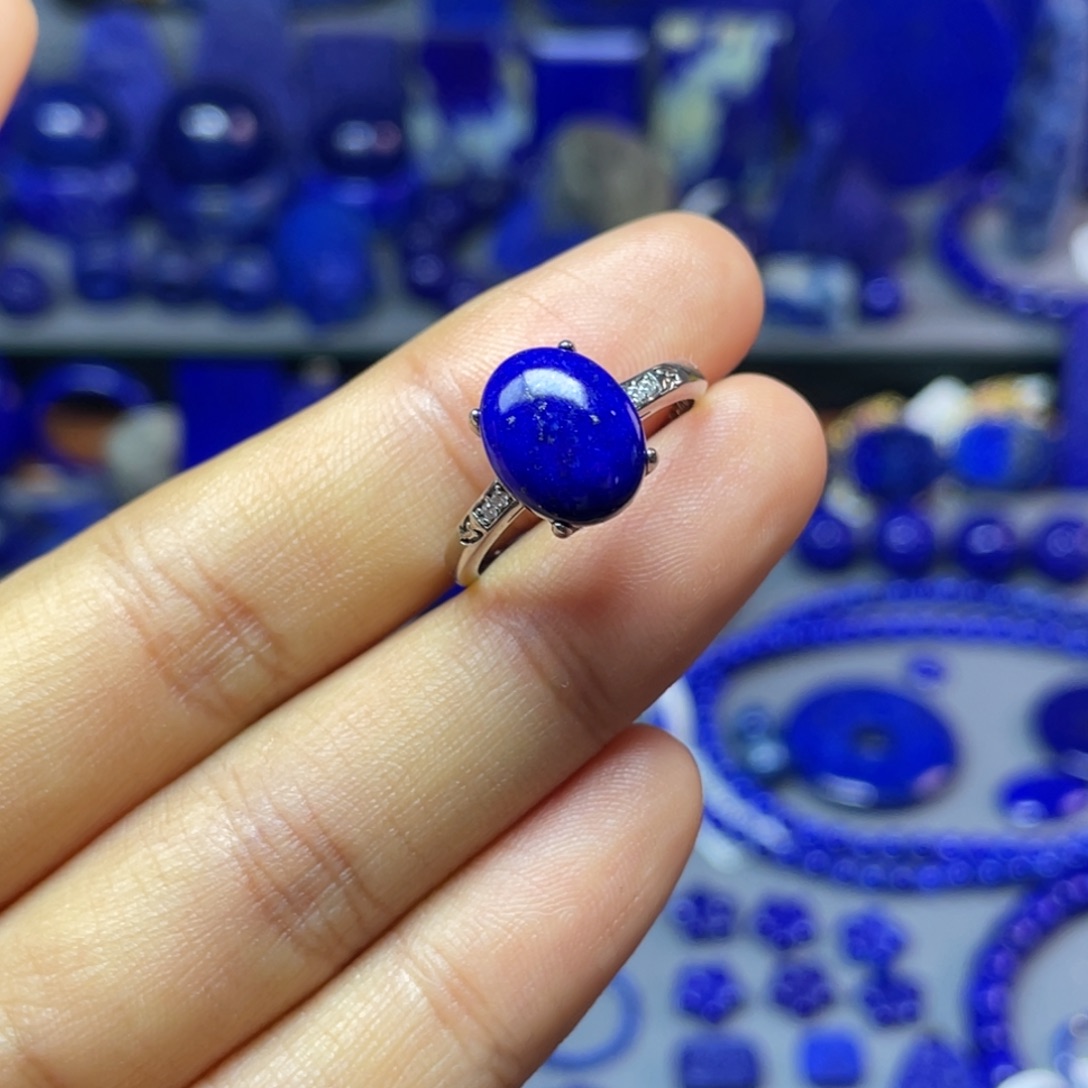 青金石银S925镶嵌戒指（可调节）