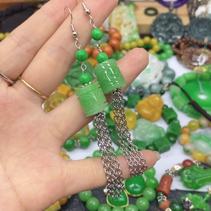 翡翠未镶嵌耳饰耳坠4