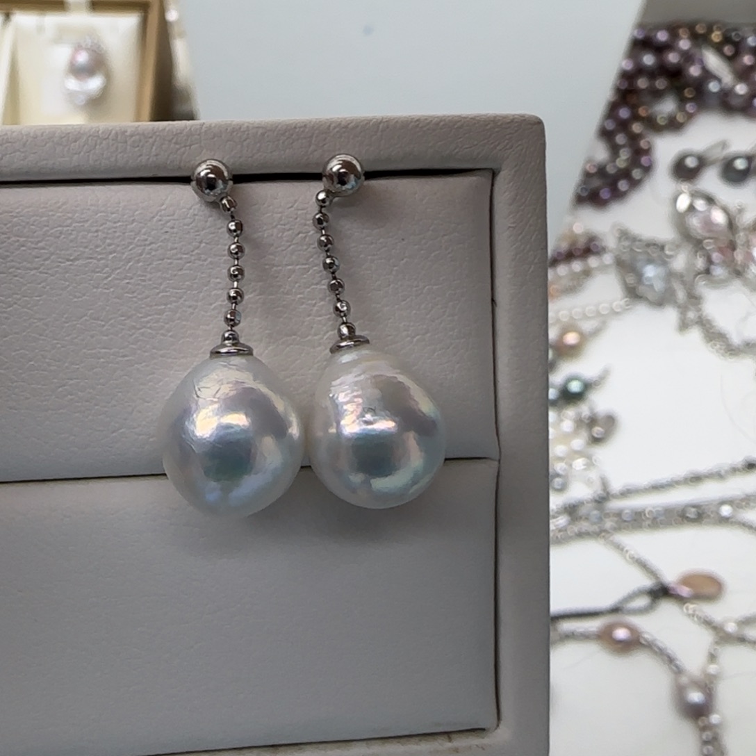 银S925镶嵌耳饰淡水珍珠