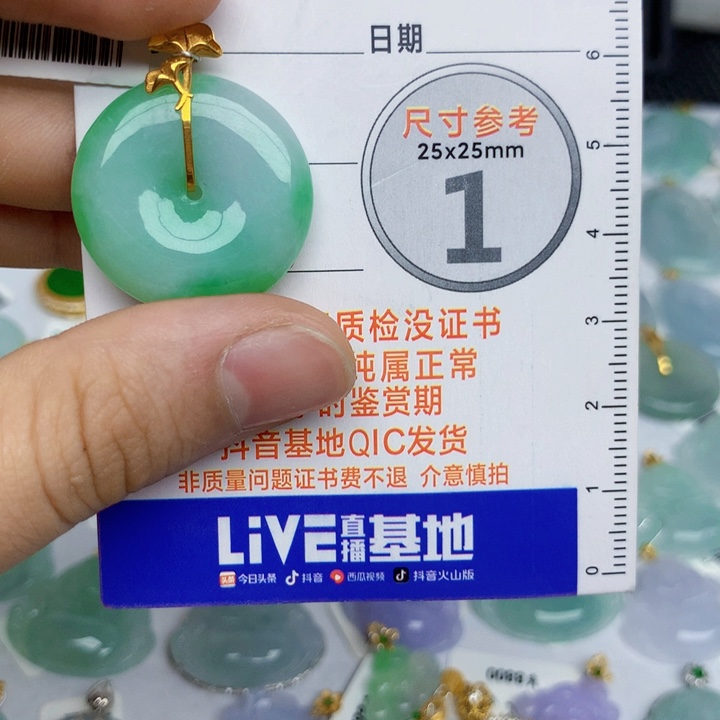 翡翠18K金镶嵌颈饰平安扣