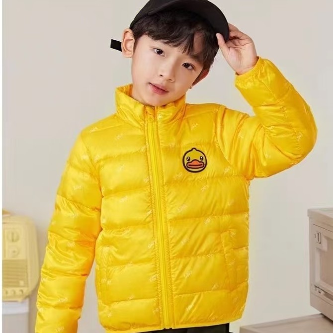 小黄鸭儿童女童卡通休闲风秋冬冬装童装保暖时尚轻薄连帽羽绒服