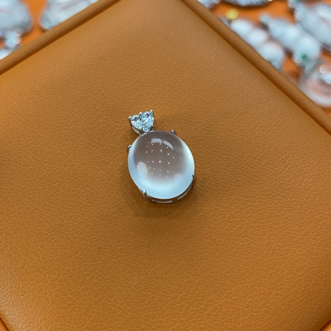 石英质玉吊坠(赠链)银S925镶嵌