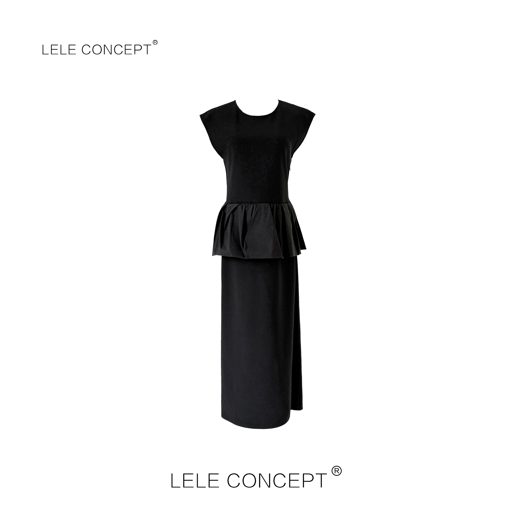 LELE CONCEPT｜「夭夭」时尚修身气质设计款包肩袖菲边连衣裙Q0530