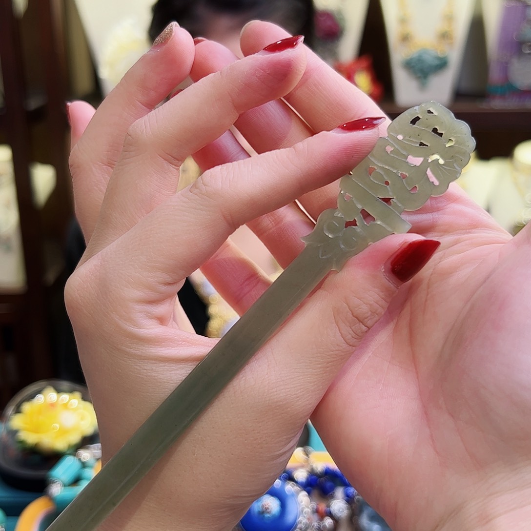 和田玉发饰未镶嵌发簪