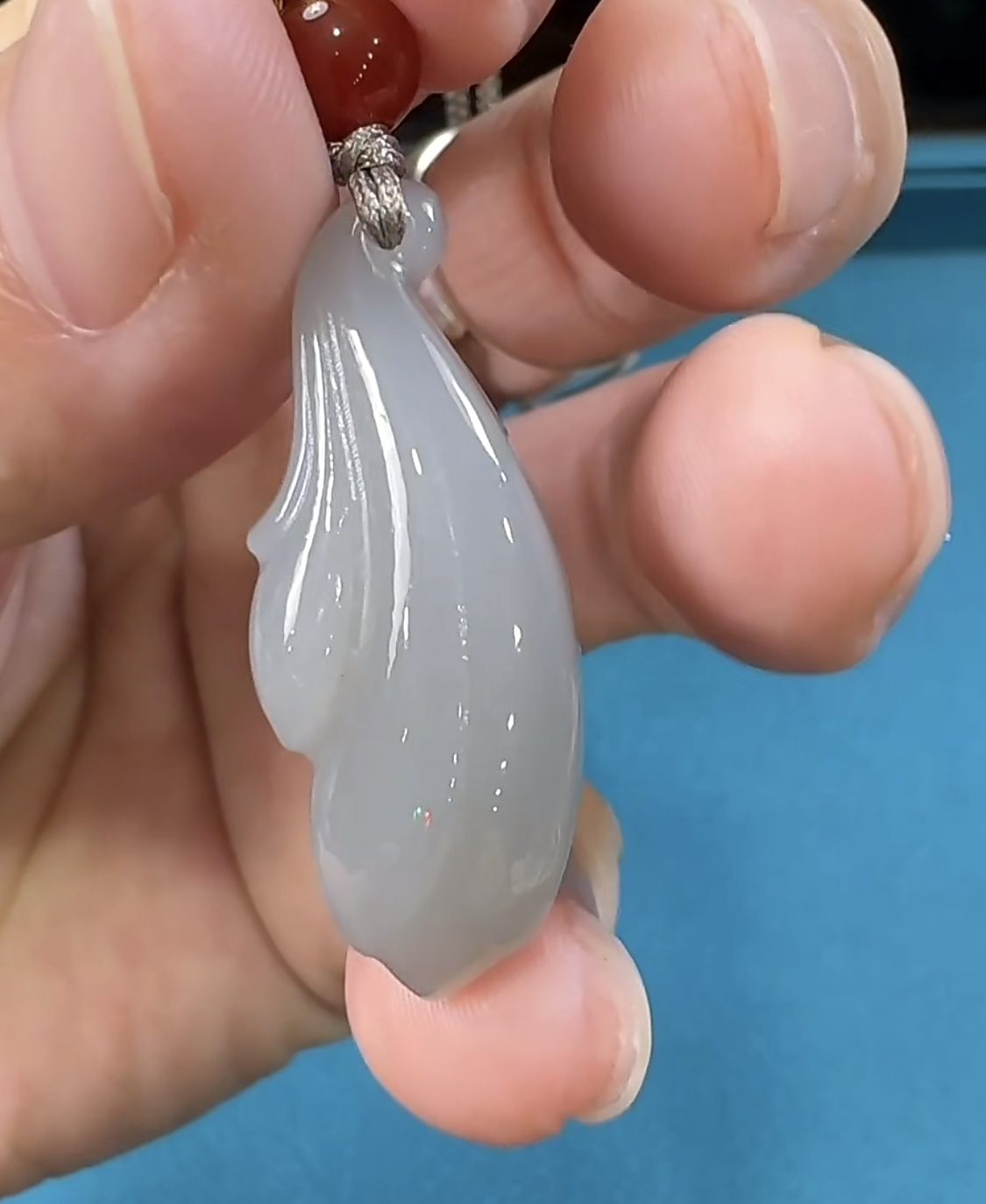 【倔老头精品】和田玉烟紫玉兰花吊坠配绳