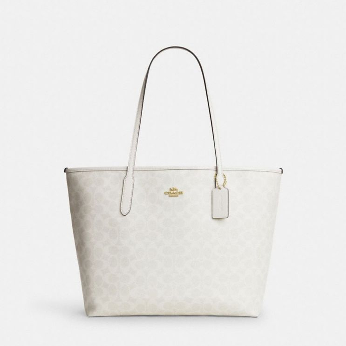 COACH/蔻驰 CityTote33托特包敞口购物袋单肩包冰川白 33*29*16