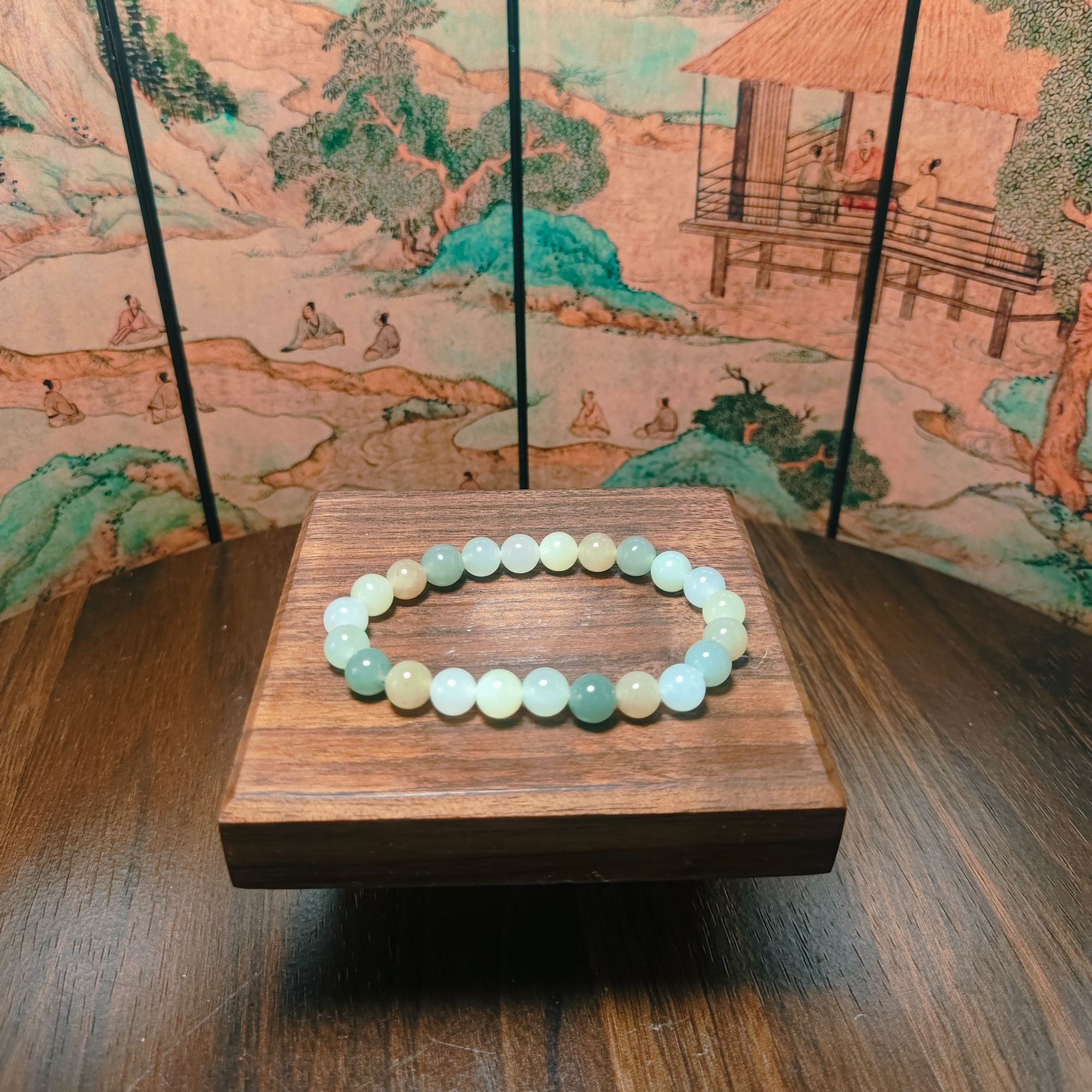 Q和田玉多宝圆珠手串（卡8）0918