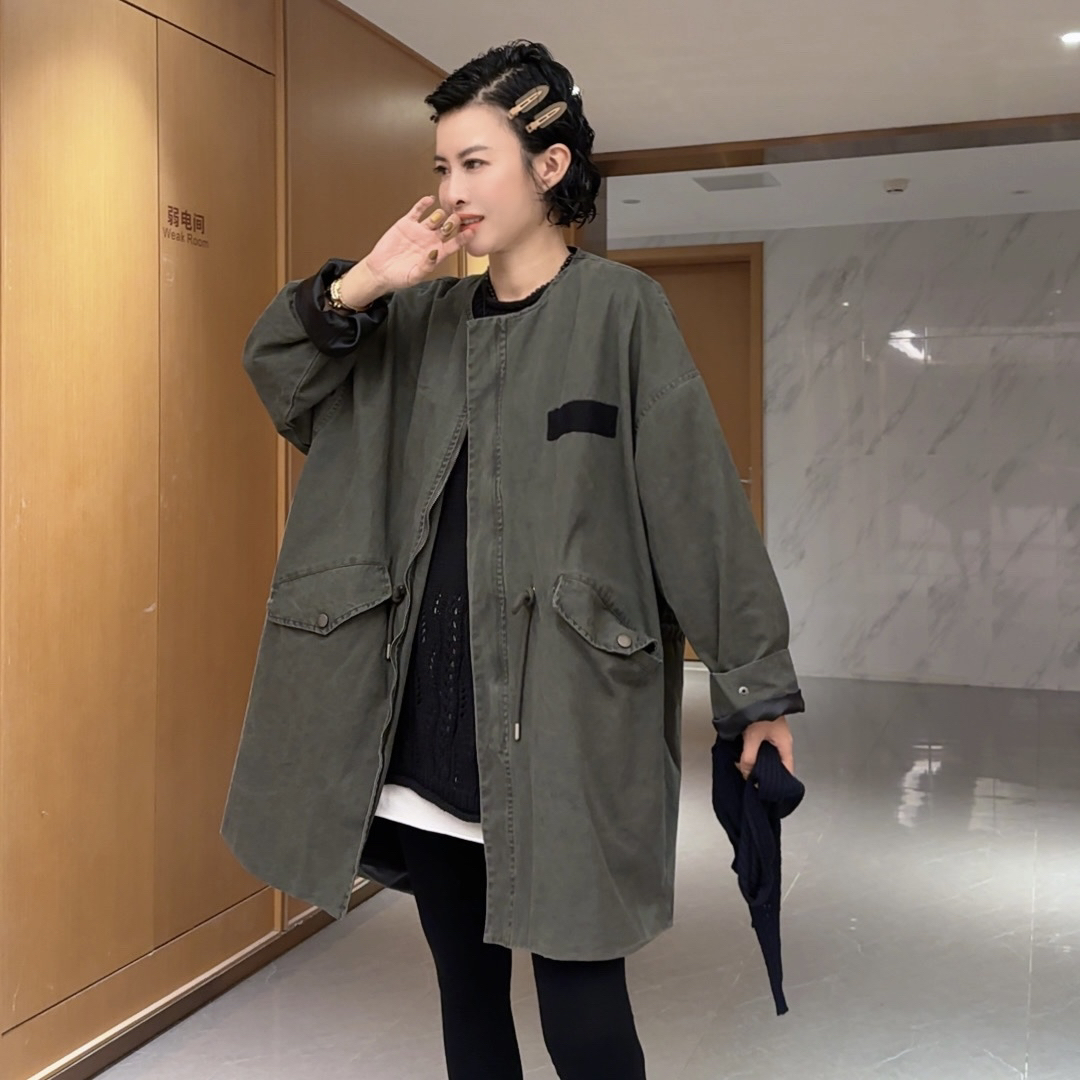 【芬姐精选】秋冬新款韩系大码外套女中长款风衣款复古休闲高级感