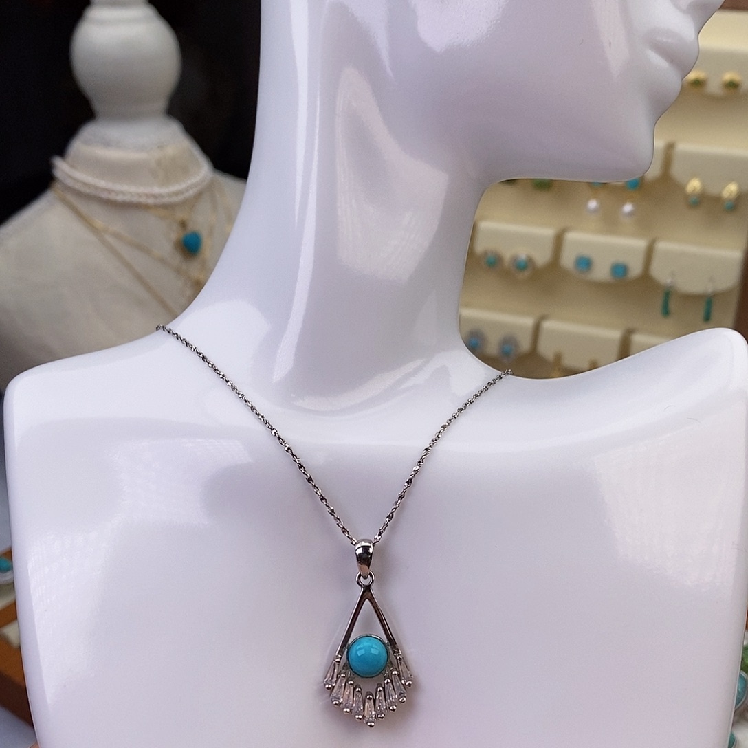 绿松石颈饰银S925镶嵌