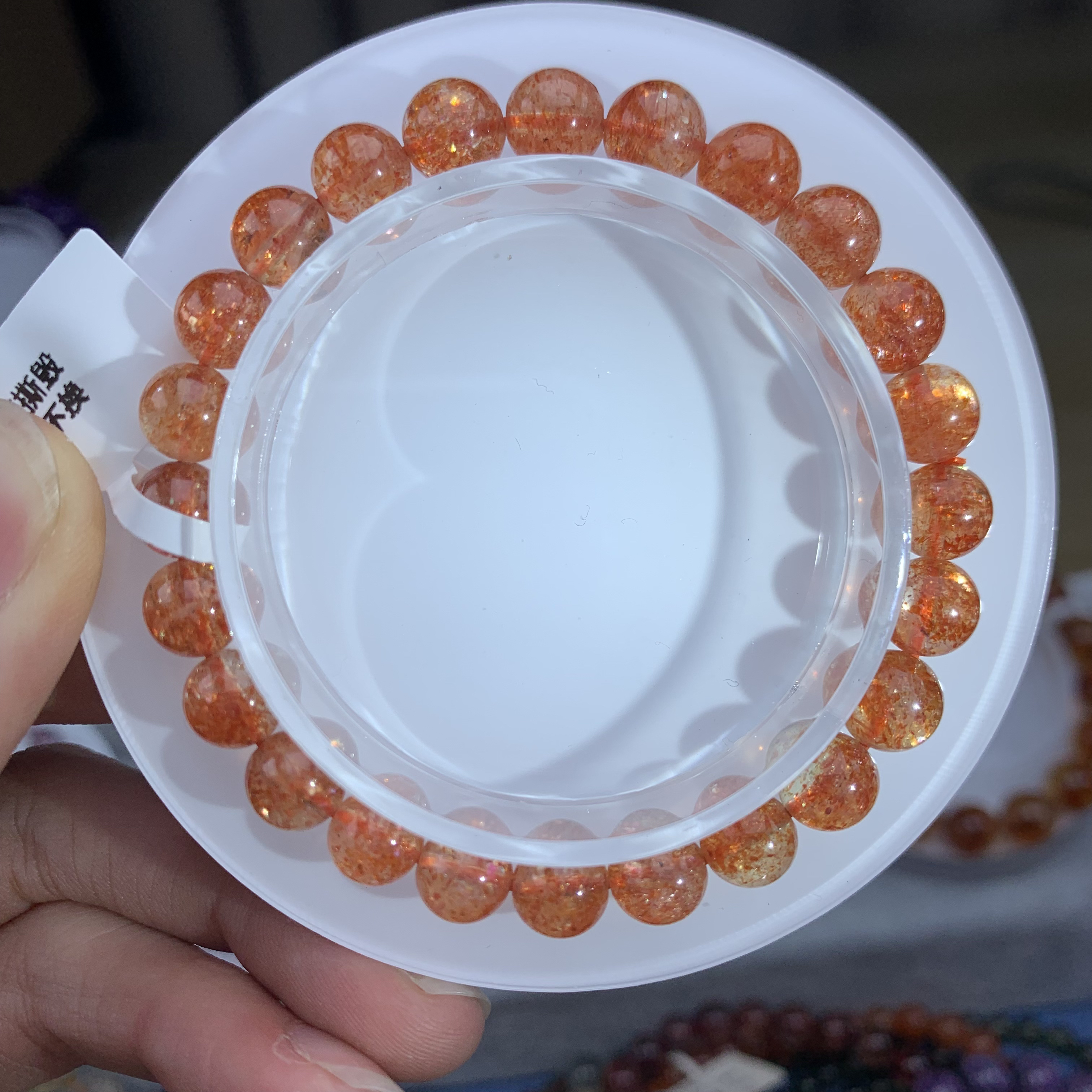 天然金太阳石手链金草莓晶手串金沙日光石水晶冰种