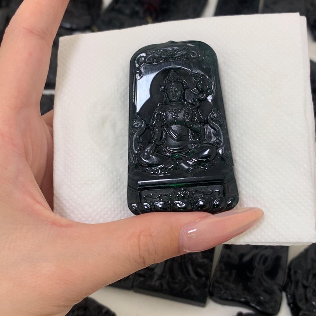 天然缅甸a货钢琴黑挂件