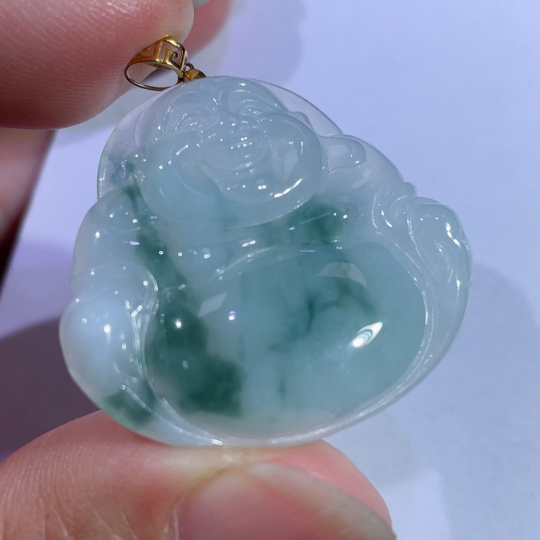 翡翠颈饰18K金镶嵌佛公