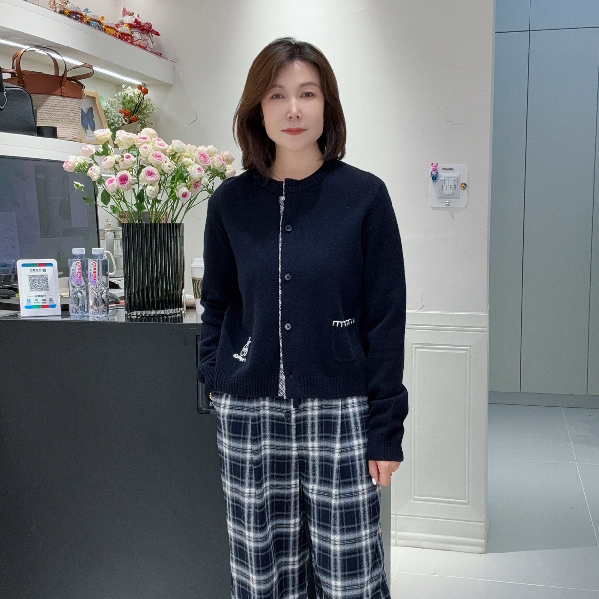 l冬季轻职风羊毛开衫内搭两穿