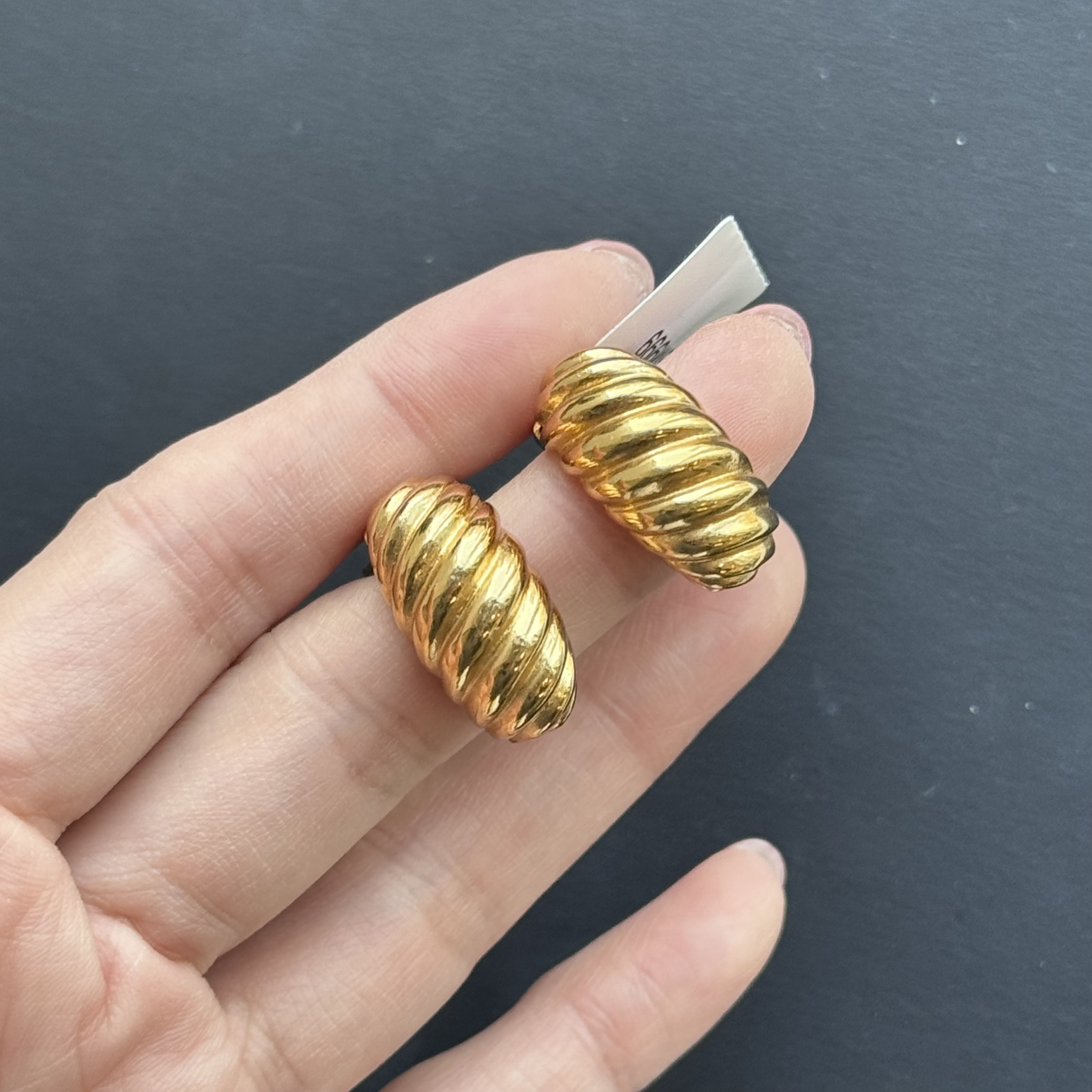 95新 DIOR/迪奥 迪奥素金麻花耳圈