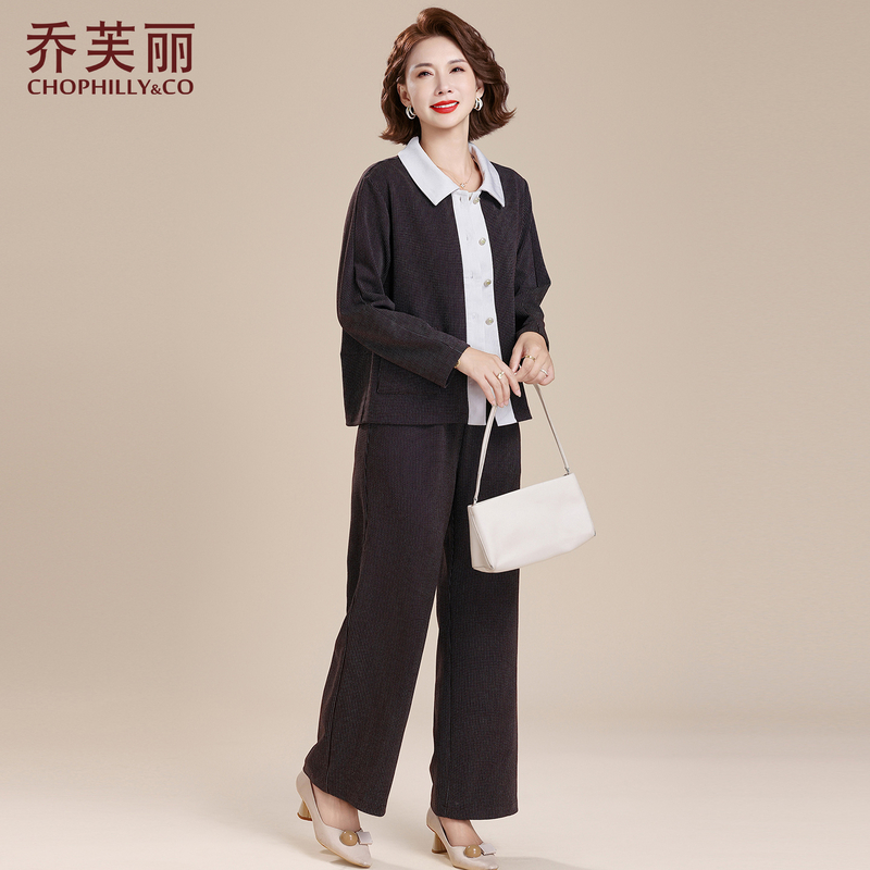 中年妈妈秋装运动服套装洋气中老年春秋时尚外套女新款休闲两件套