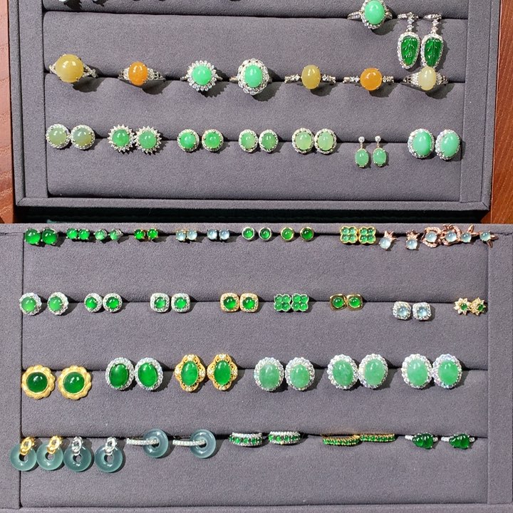 翡翠耳饰银S925镶嵌耳饰