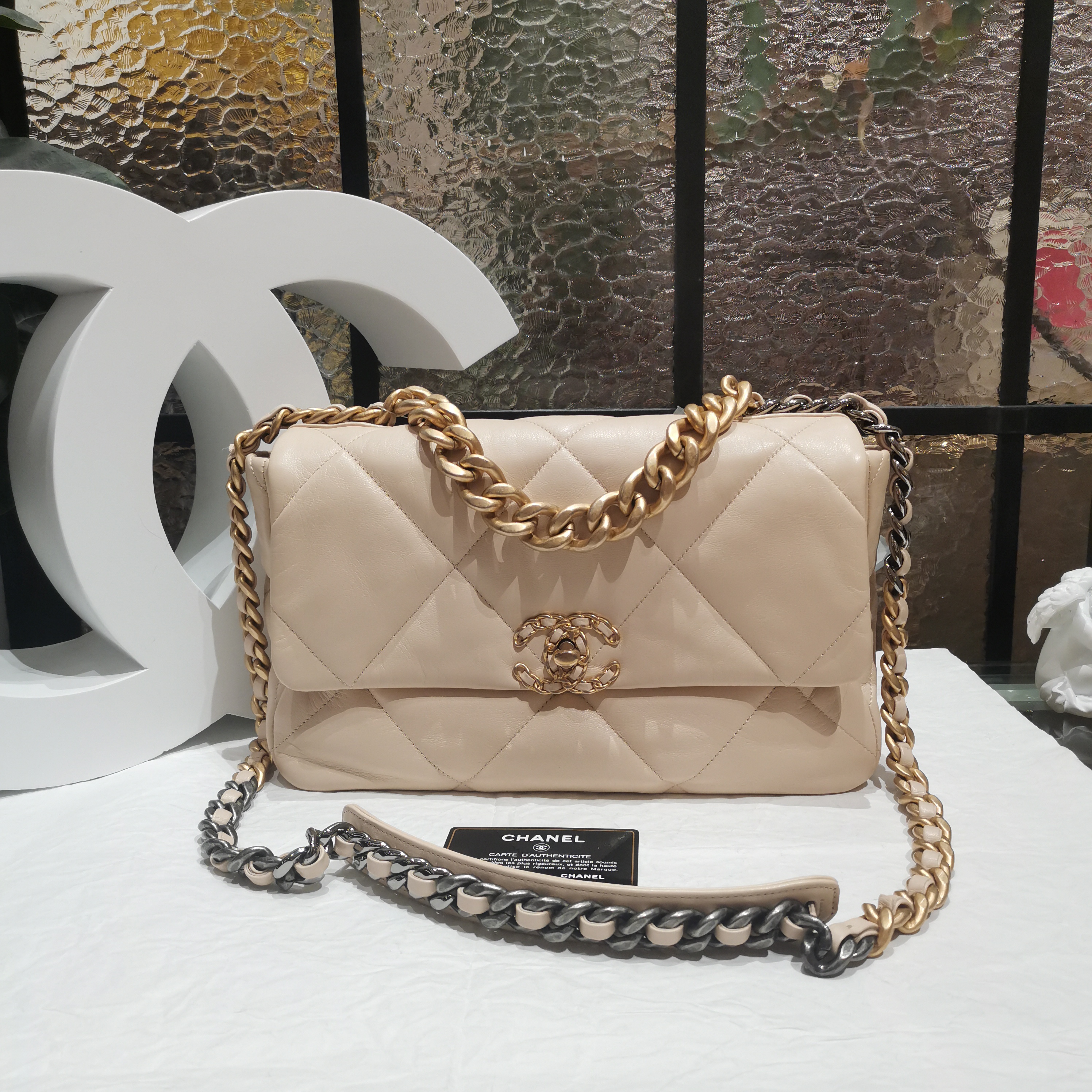 95新 Chanel/香奈儿 Chanel裸色19bag手拎包 25020025-02