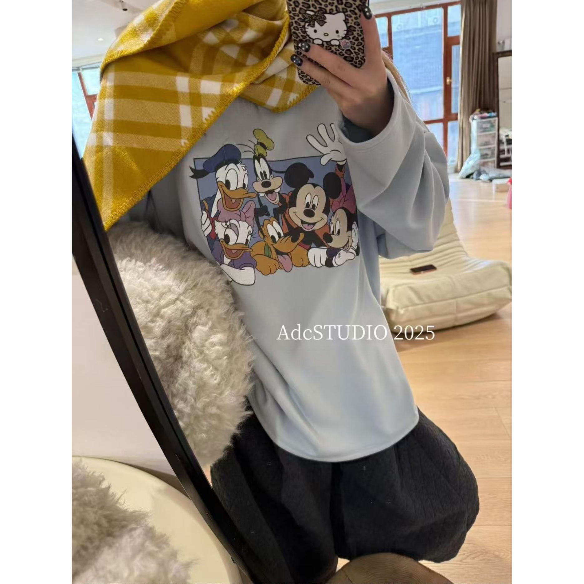 【现货-德绒前后米奇打底】東room2025冬季新款韩版德绒长袖T恤女