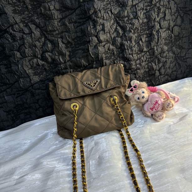 95新 Prada/普拉达 普拉达棕色小号降落伞单肩包