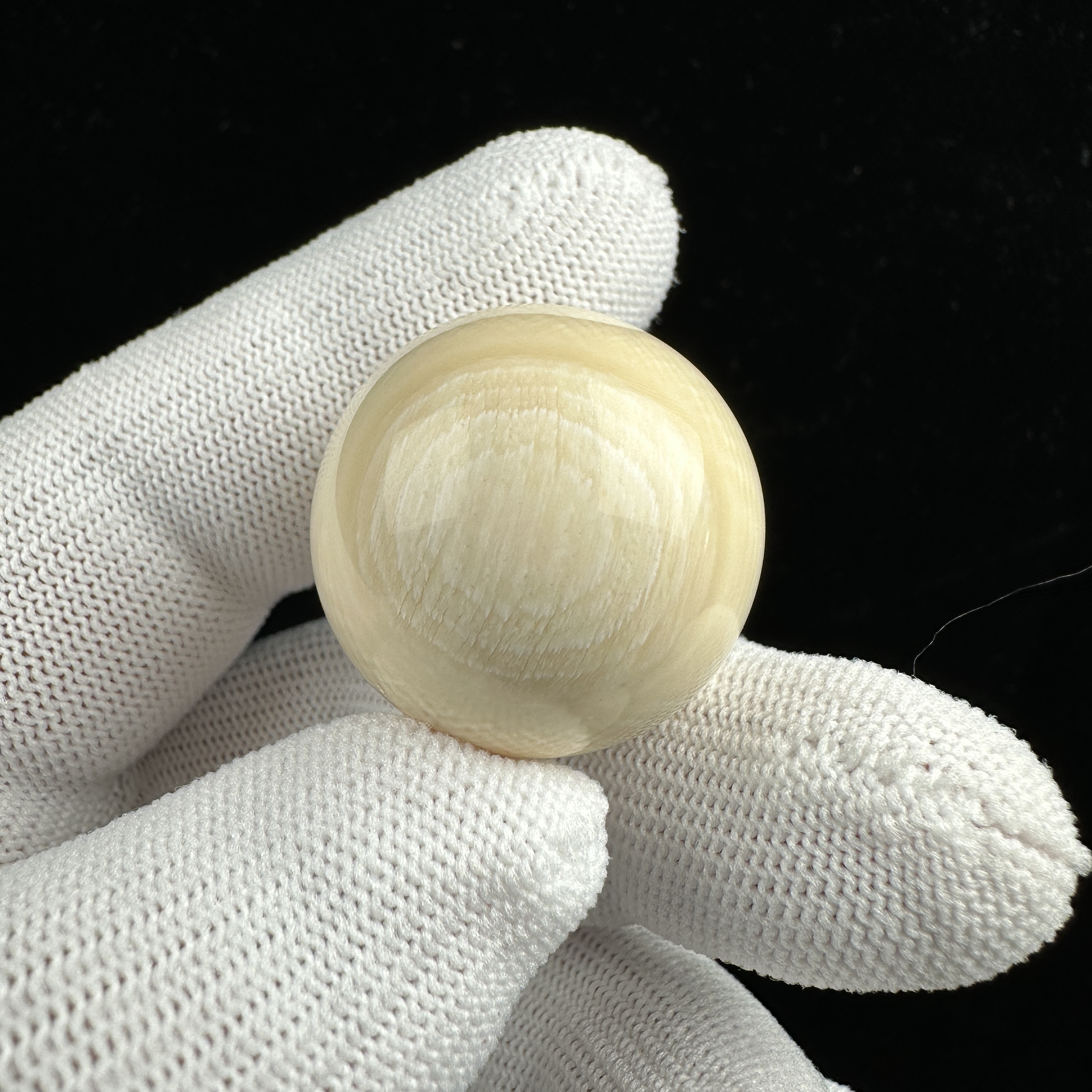 D8281天然猛犸牙 芝士皮圆珠27mm支持鉴定 假一罚四