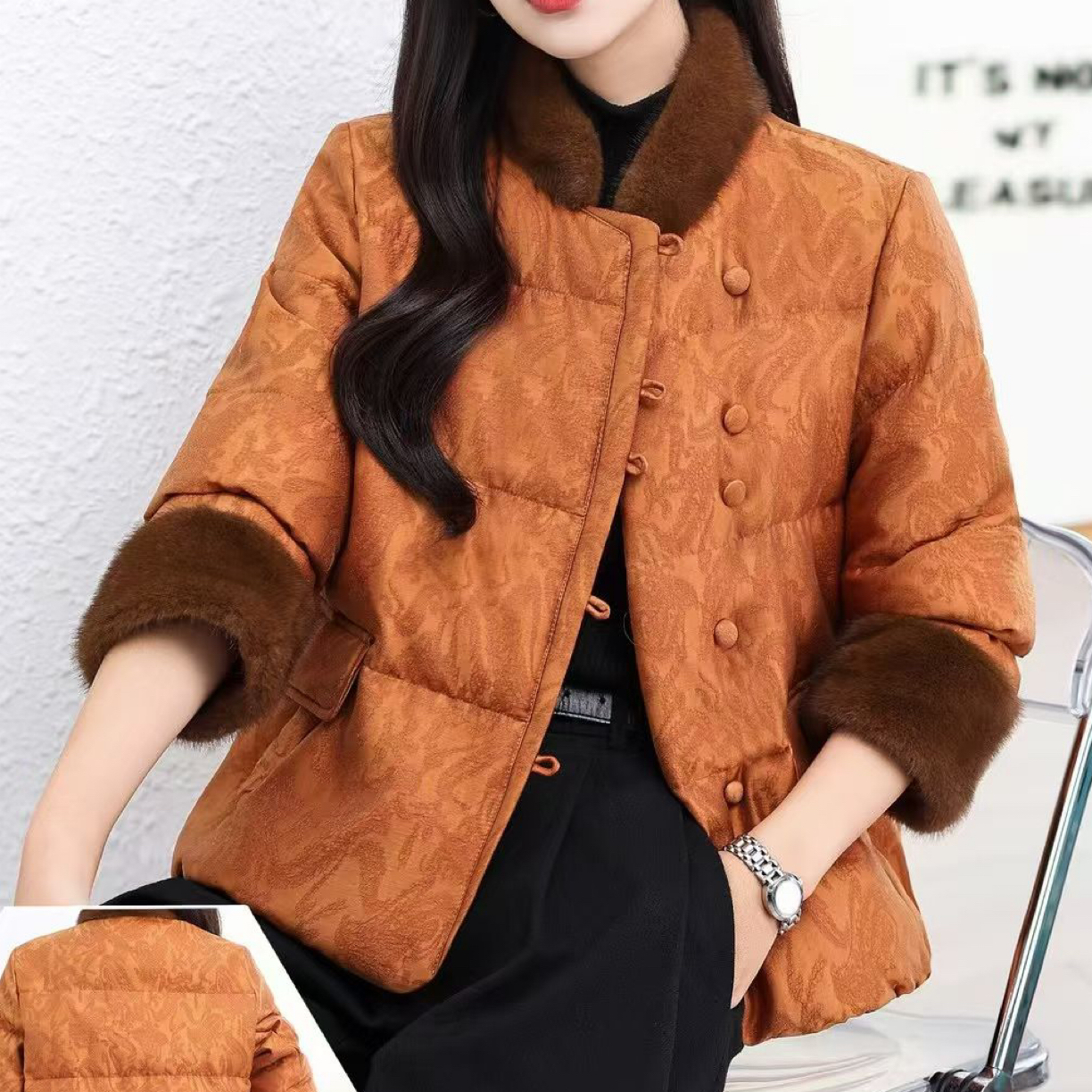 时尚气质新款国风提花鹅绒服76款