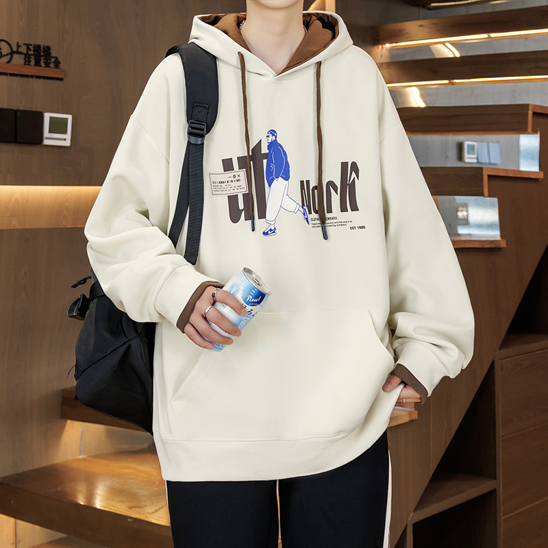 连帽卫衣青少年宽松卡通男大童春秋款休闲衣服初高中学生秋装