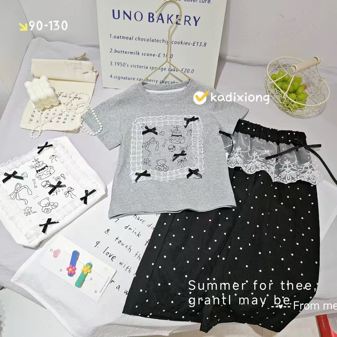 蕾丝蝴蝶结波点屁帘裤套装#2020