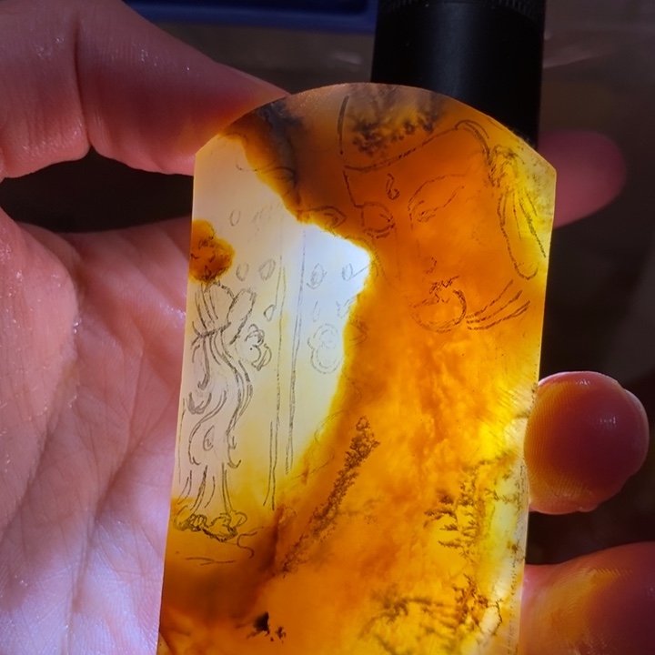 石英质玉（黄龙玉）合金颈饰